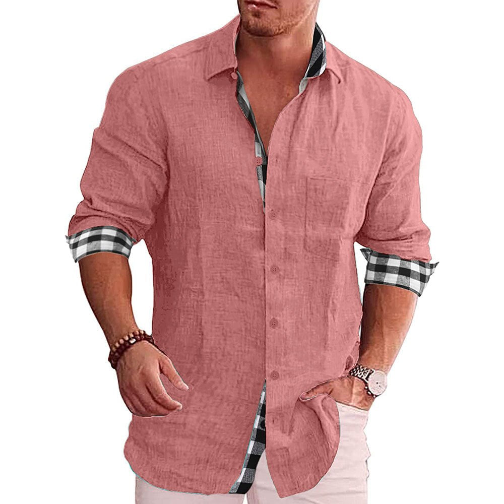 Long Sleeve Shirt for Men | Checked Design | Pink