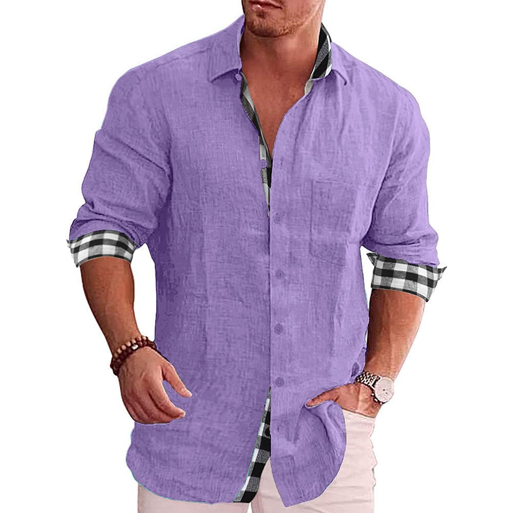 Long Sleeve Shirt for Men | Checked Design | Purple