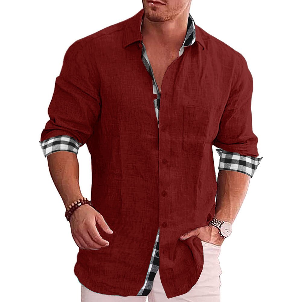 Long Sleeve Shirt for Men | Checked Design | Red