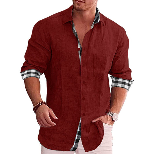 Long Sleeve Shirt for Men | Checked Design | Red