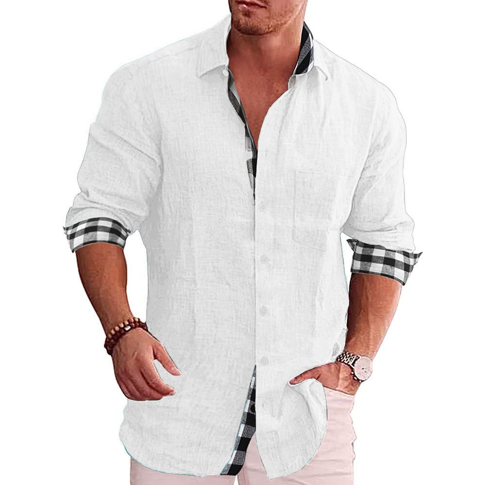 Long Sleeve Shirt for Men | Checked Design | White