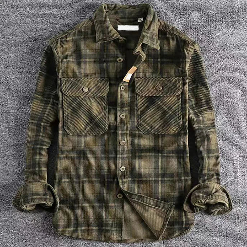 Long Sleeve Shirt for Men |  Classic button-front closure | Army Green