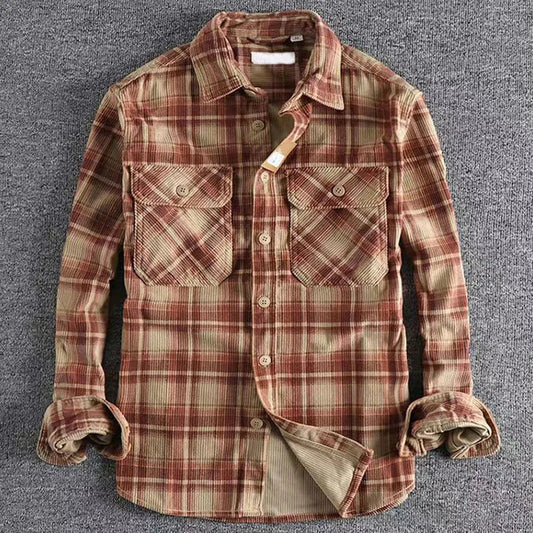 Long Sleeve Shirt for Men |  Classic button-front closure | Red