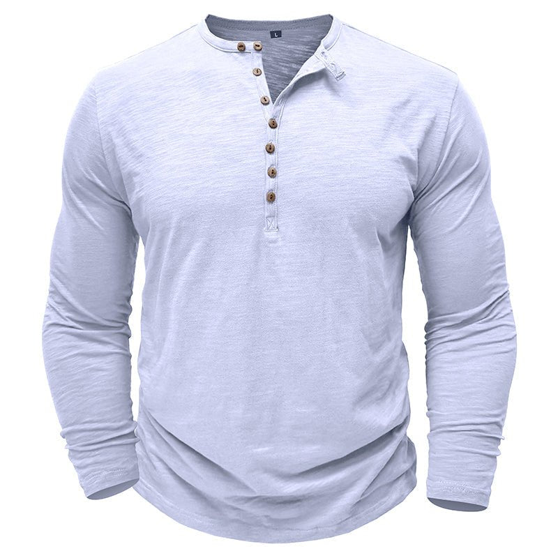 Long Sleeve Shirt for Men | Half Button, Relaxed Fit | White
