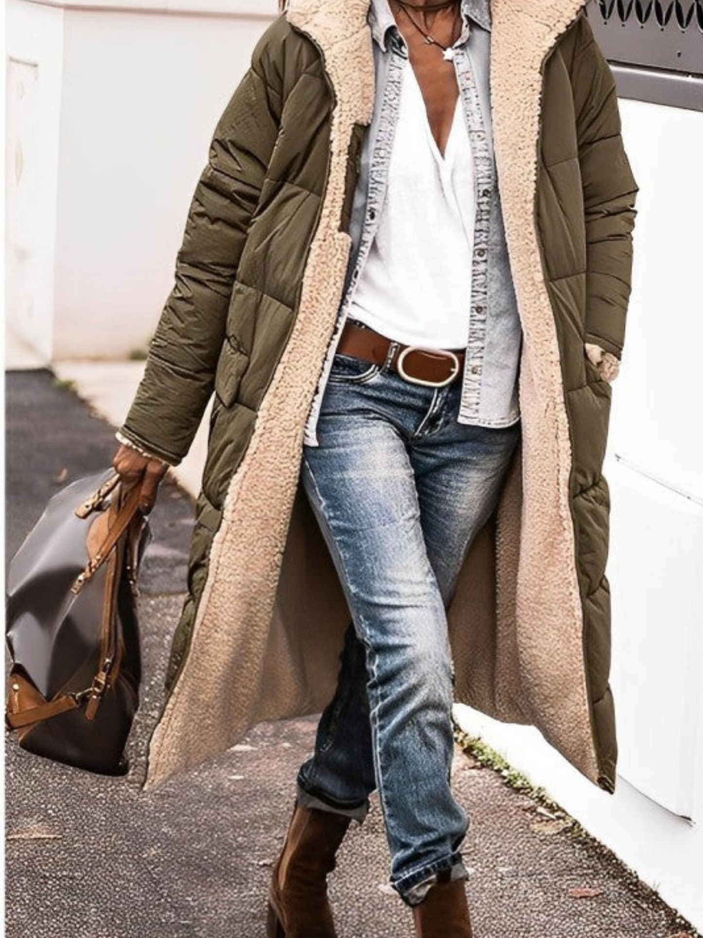 Long Winter Coat for Women, Hooded | Winter | Army Green