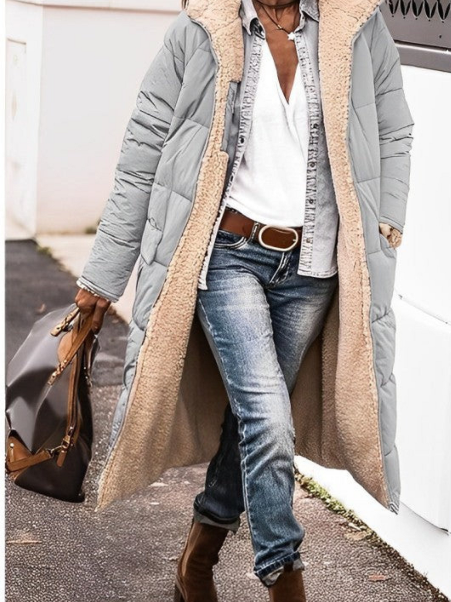Long Winter Coat for Women, Hooded | Winter | Gray