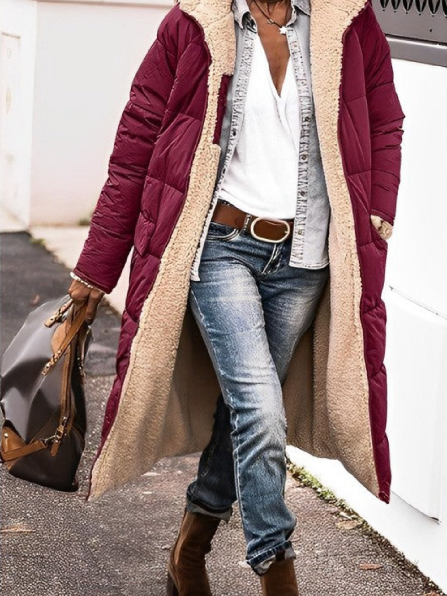 Long Winter Coat for Women, Hooded | Winter | Wine red