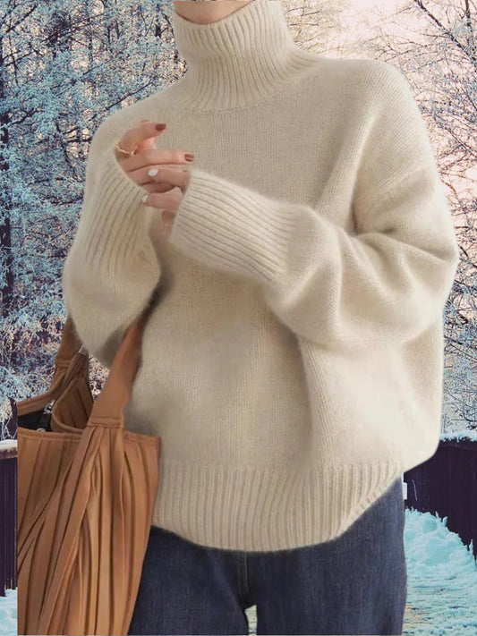 Louise | Women's Cashmere Turtleneck Sweater with Long Sleeves | Beige