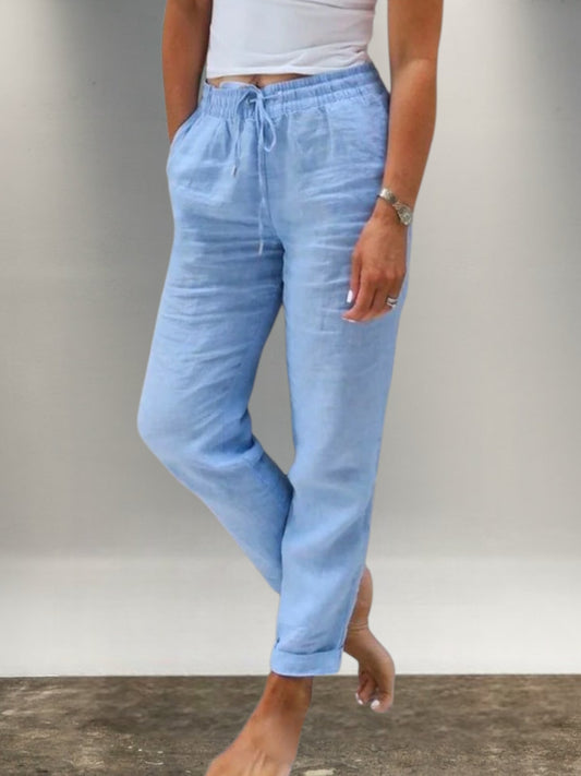 Luisa | Women's Comfortable Relaxed Fit Pants with Elastic Waistband and Soft Fabric | Blue