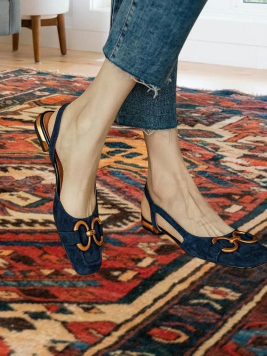Malene | Elegant Orthopedic Sandals for Women with Adjustable Buckle and Padded Footbed | Dark blue