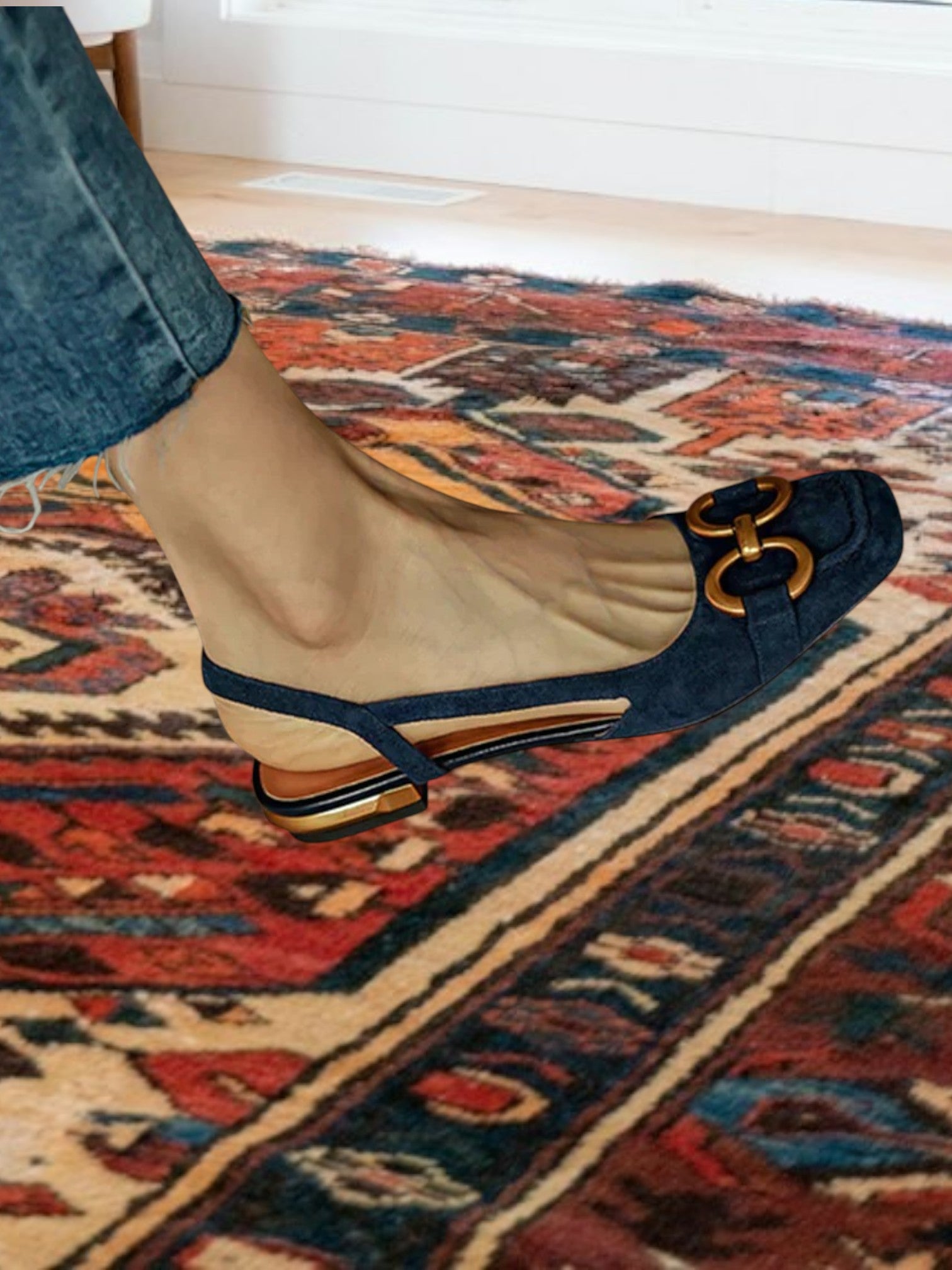 Malene | Elegant Orthopedic Sandals for Women with Adjustable Buckle and Padded Footbed | Dark blue 3