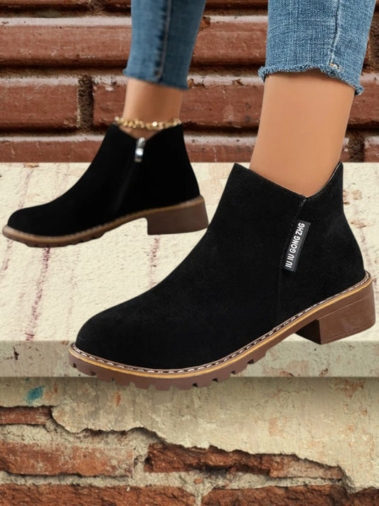 Mary | Stylish Ankle Boots for Women with Thick Sole and Zipper Closure | Black