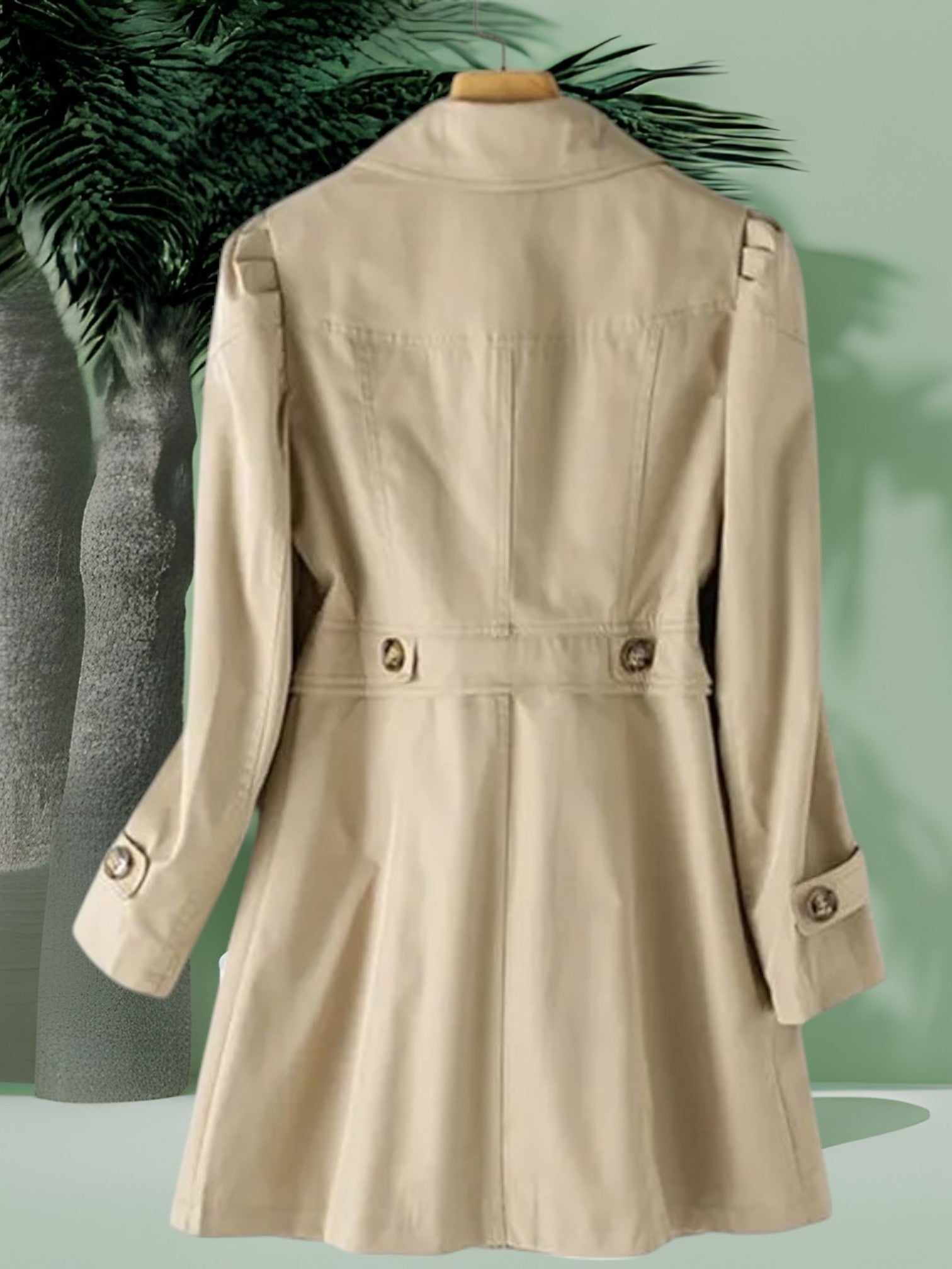 Matilda | Women's Water-Resistant Carbon Coat with Long Sleeves and Dual Closure | Khaki 2