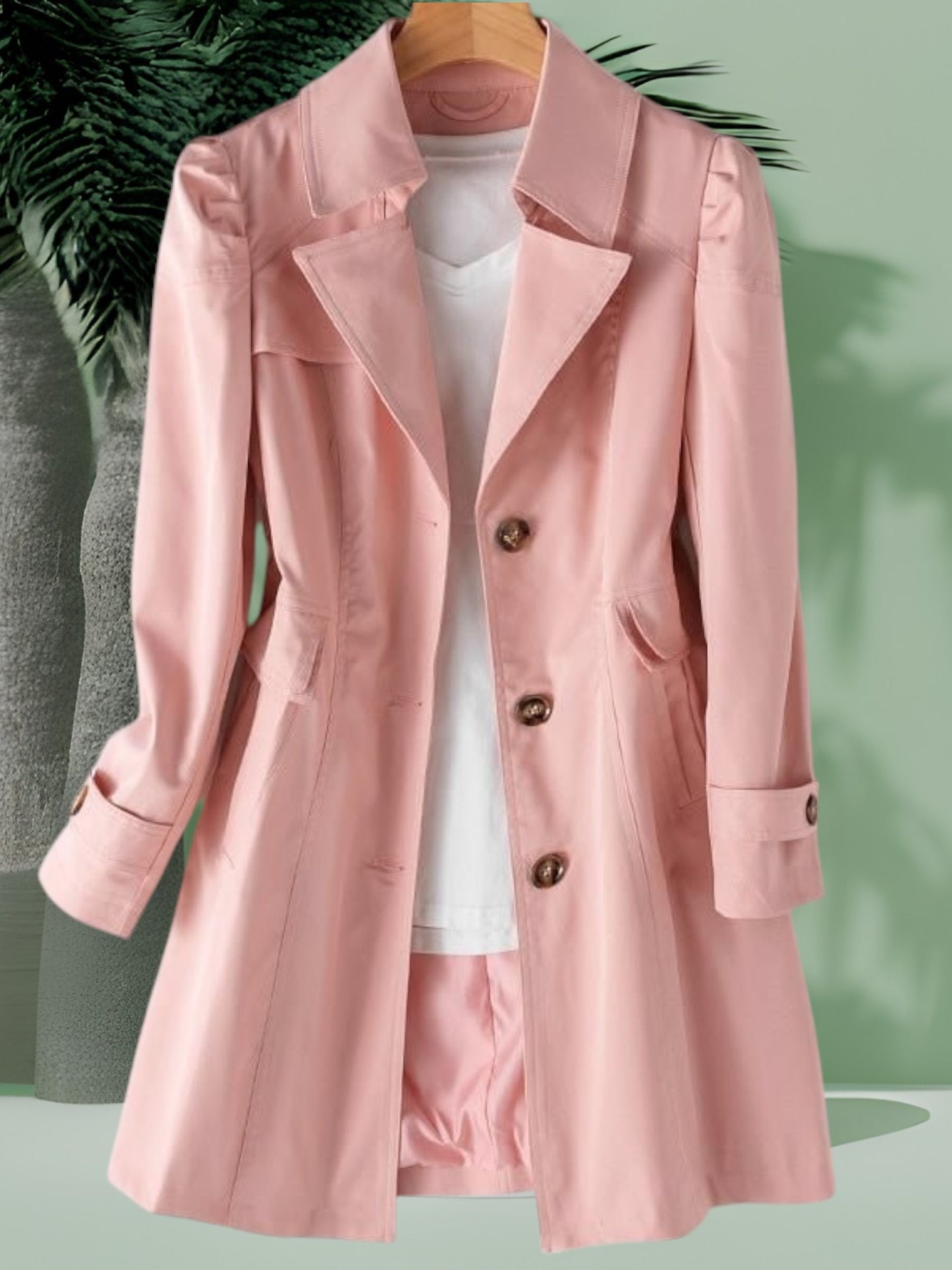 Matilda | Women's Water-Resistant Carbon Coat with Long Sleeves and Dual Closure | Pink