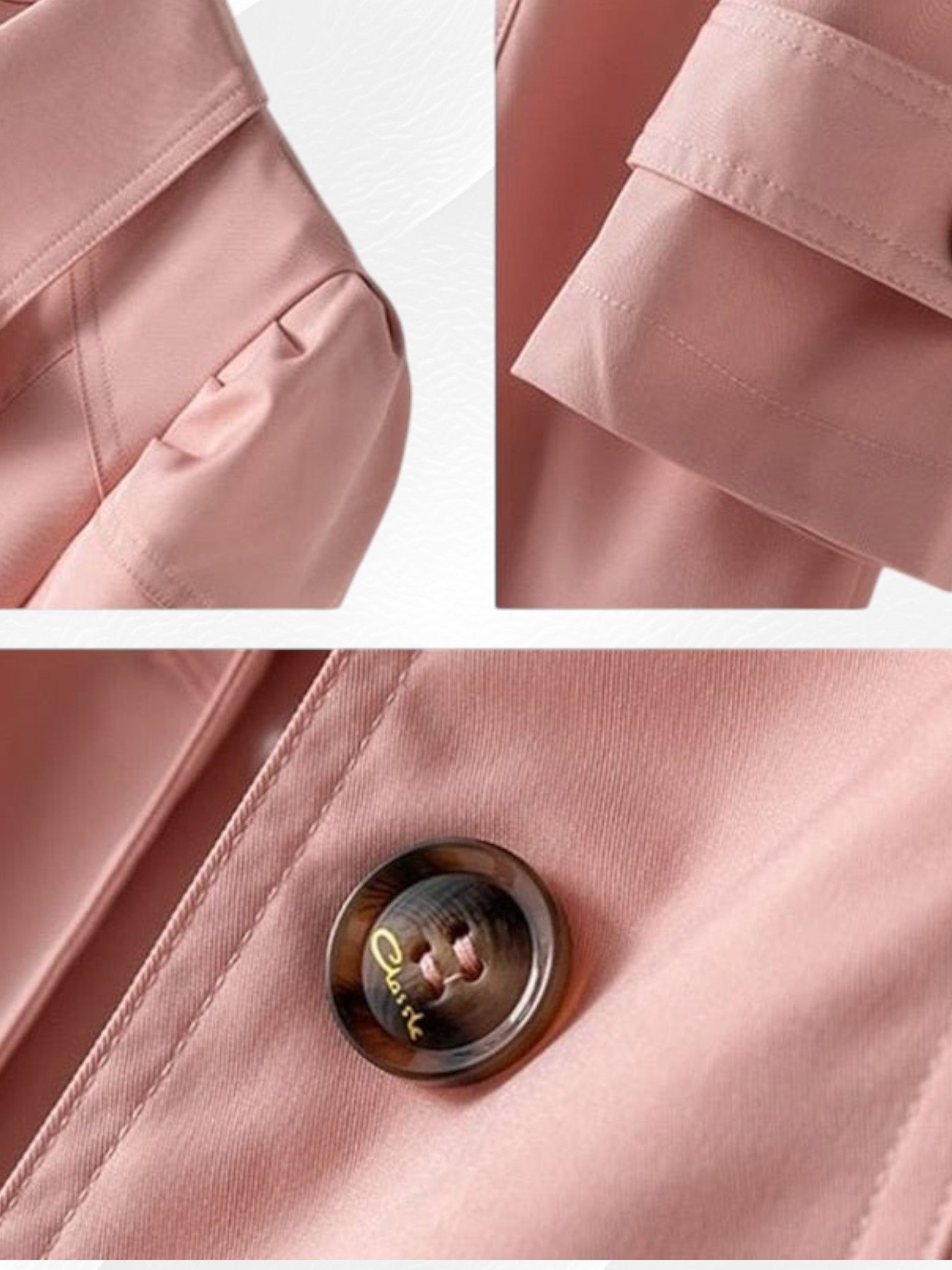 Matilda | Women's Water-Resistant Carbon Coat with Long Sleeves and Dual Closure | Pink 2