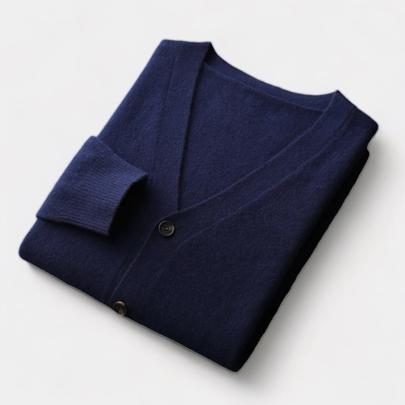 Men's Cardigan, Knitted, Classic Button Design | Lightweight | Navy