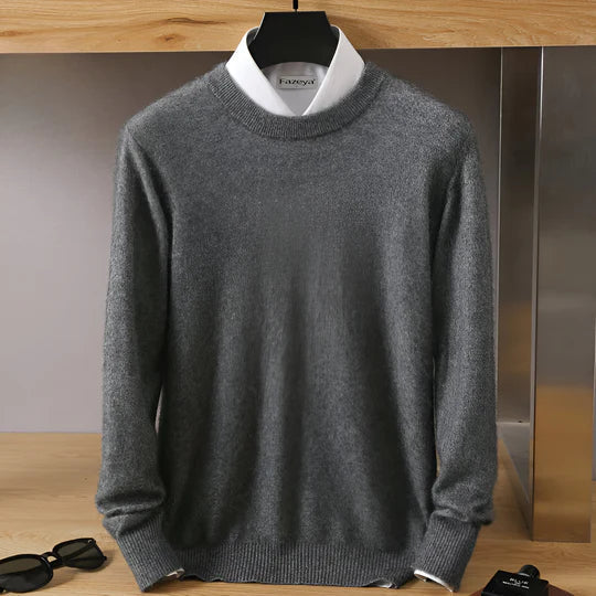 O-neck Cashmere Sweater for Men | Lightweight