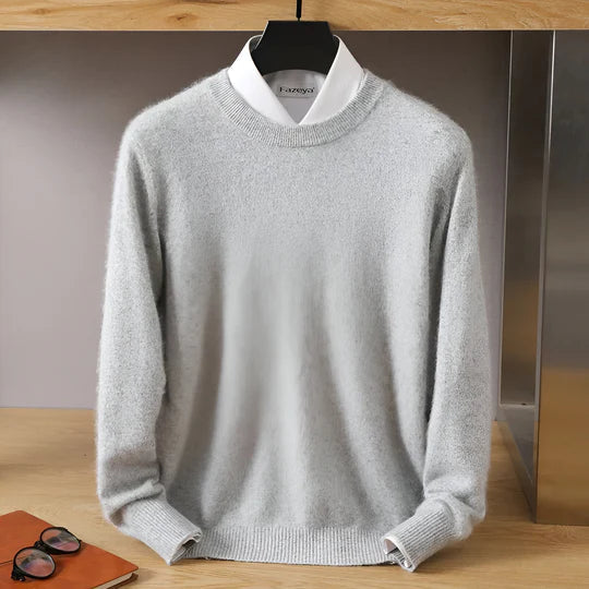 O-neck Cashmere Sweater for Men | Lightweight