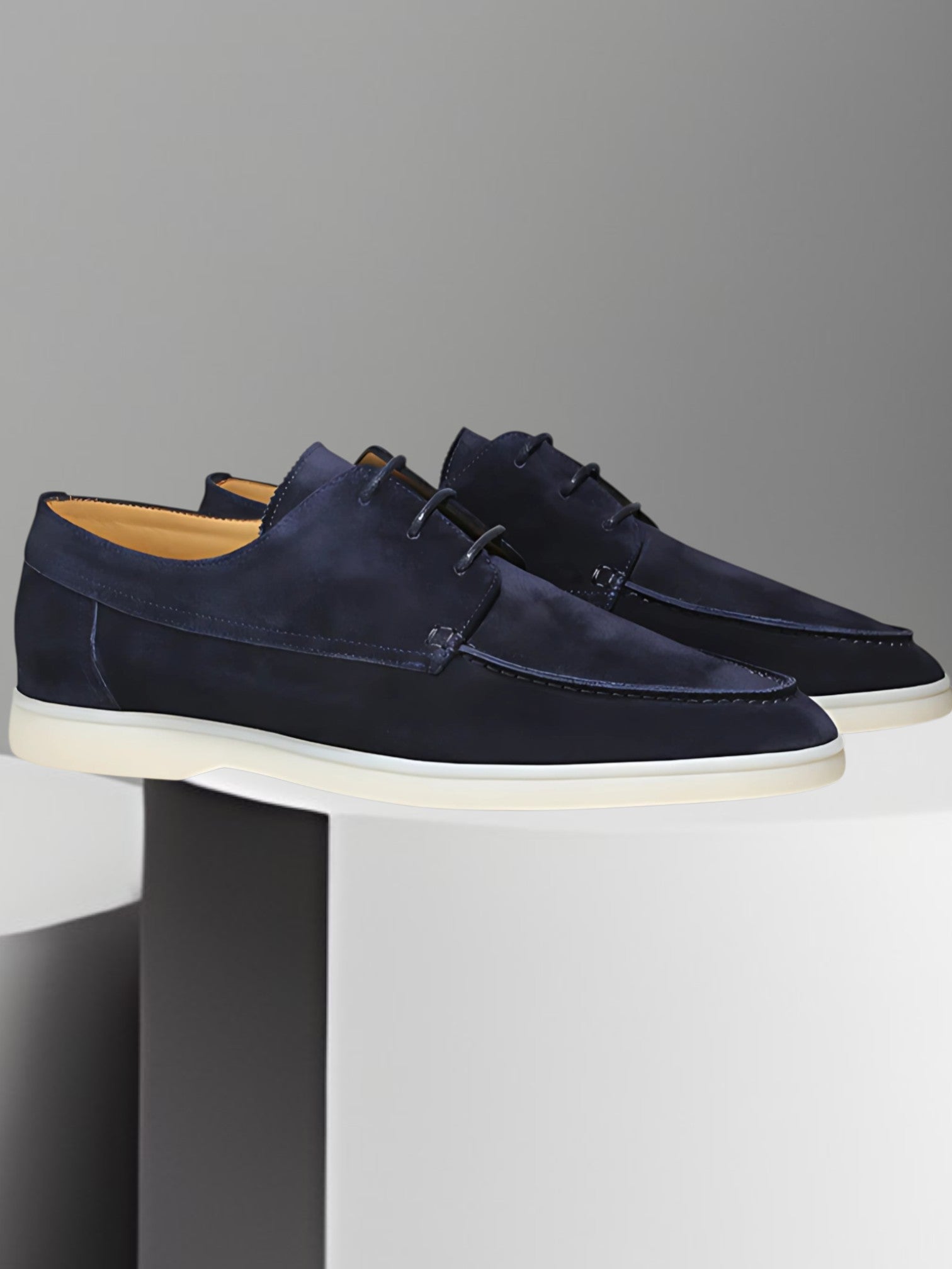 Men's Classic Leather Shoes with Cushioned Insole and Rubber Sole | Navy Blue