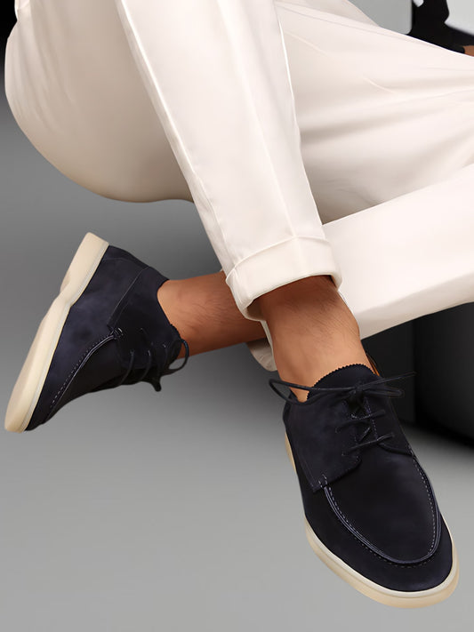 Men's Classic Leather Shoes with Cushioned Insole and Rubber Sole | Navy Blue 1