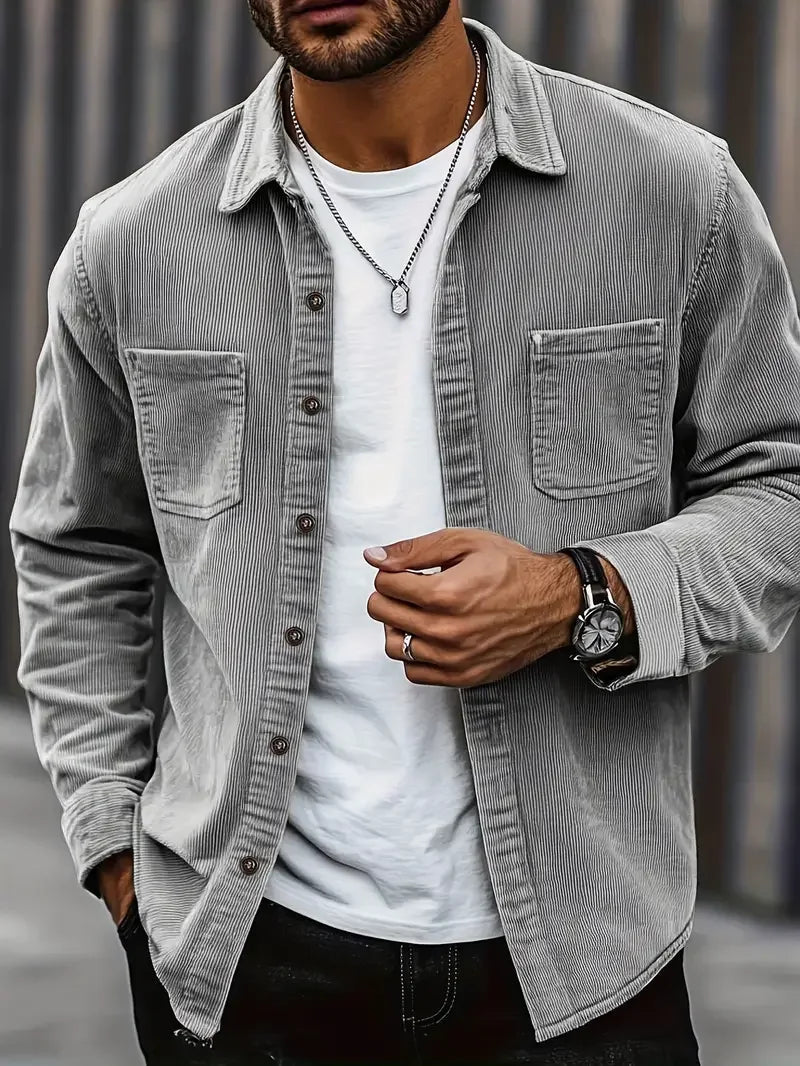 Men's Cord Jacket | Casual Cut with Breast Pockets | 2