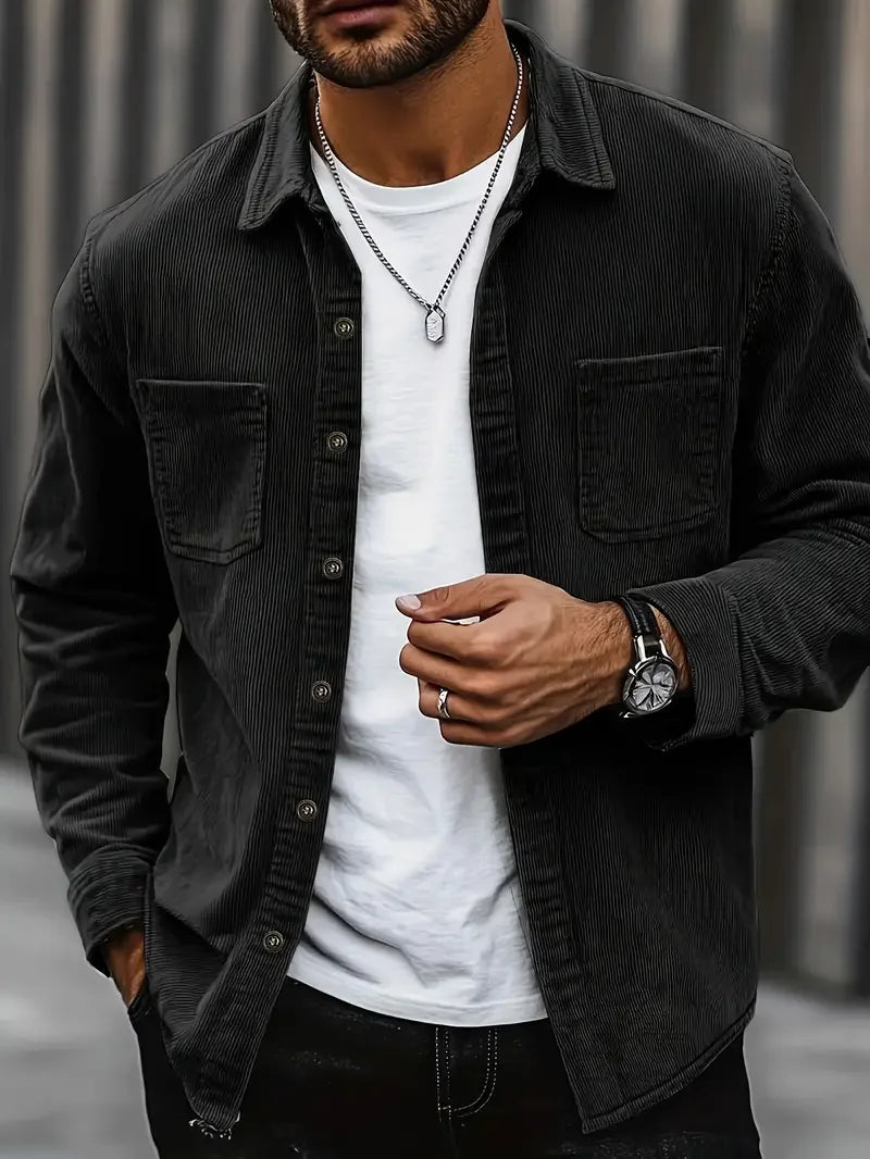 Men's Cord Jacket | Casual Cut with Breast Pockets | 3