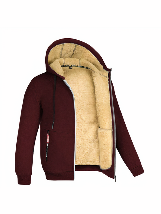 Men's Fleece Jacket, Adjustable Fit | Winter | Red1