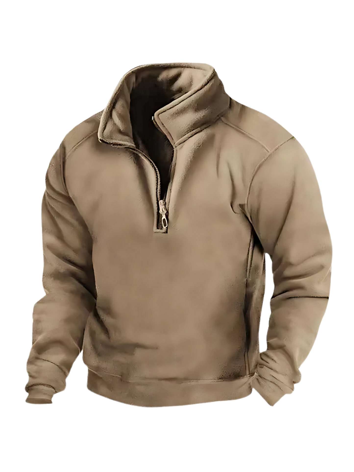 Men's Half Zip Sweatshirt | Winter Fit | Khaki