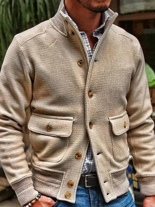Men's Jacket, Solid Color, Polyester | Winter | Beige