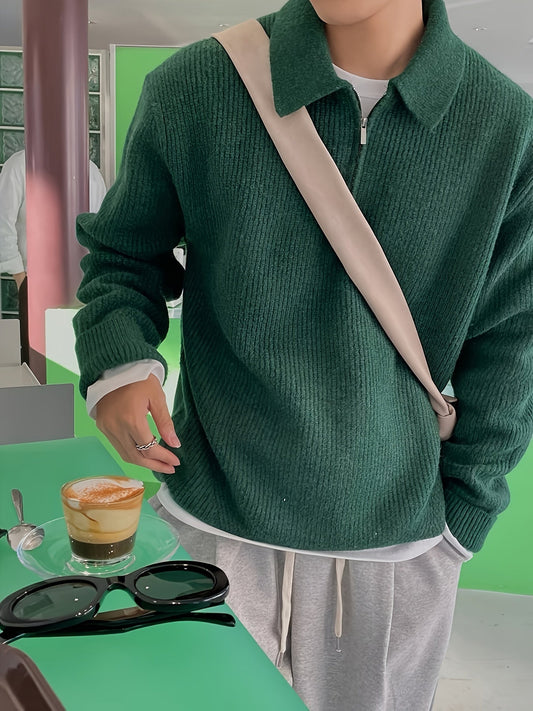 Men's Knit Sweater, Striped Pattern | Winter  Green