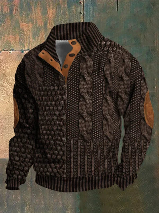 Men's Pullover, Textured Knit | Winter | Brown