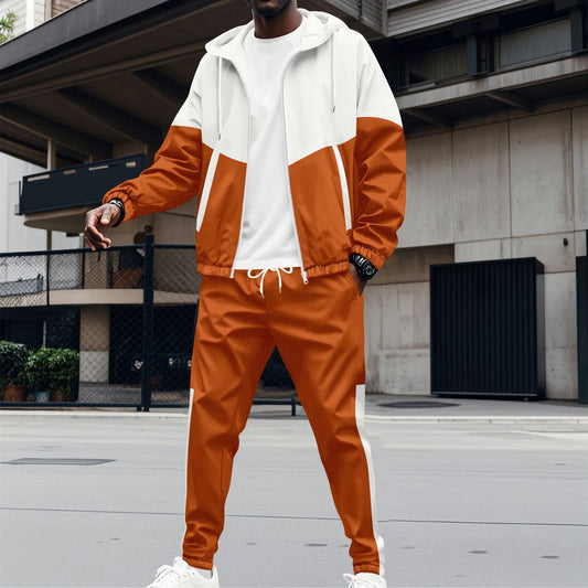 Men's Tracksuit, Hooded, Block Design | Active Fit | Orange