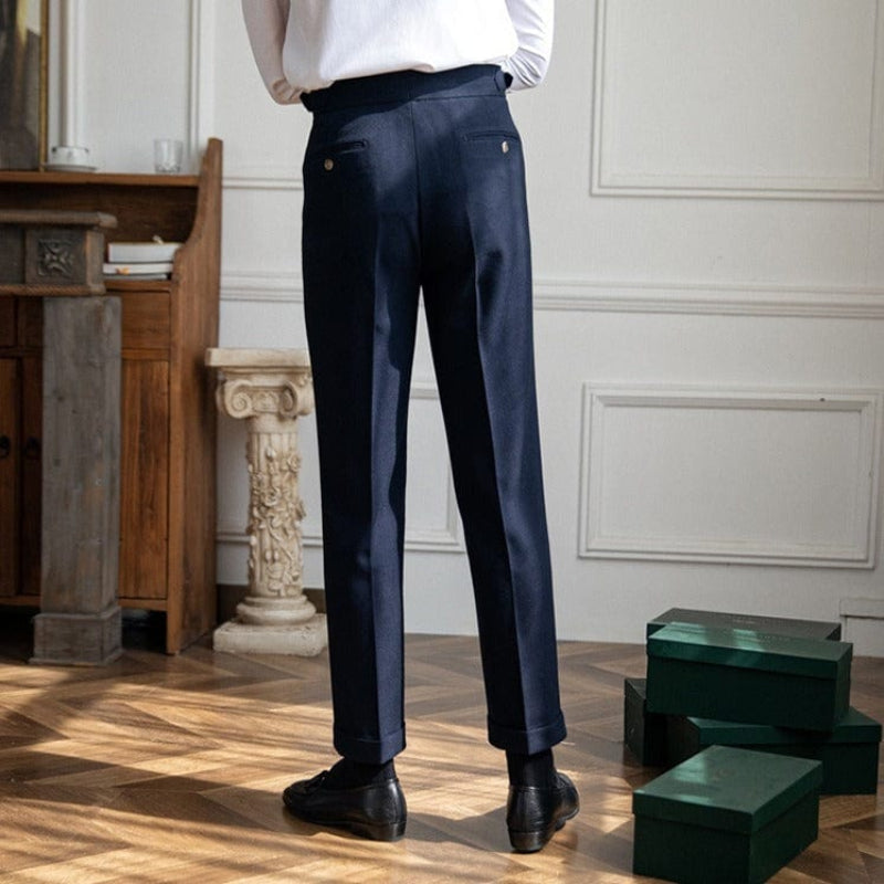 Men's Trousers, Tailored Fit, High-Waisted | Full Length | Navy1