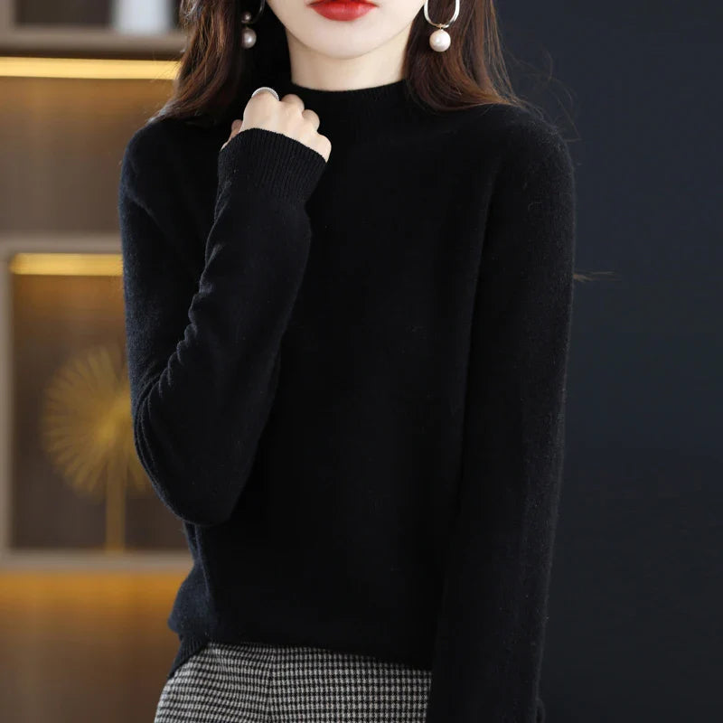Merino Wool Sweater for Women | Slim Fit | Black