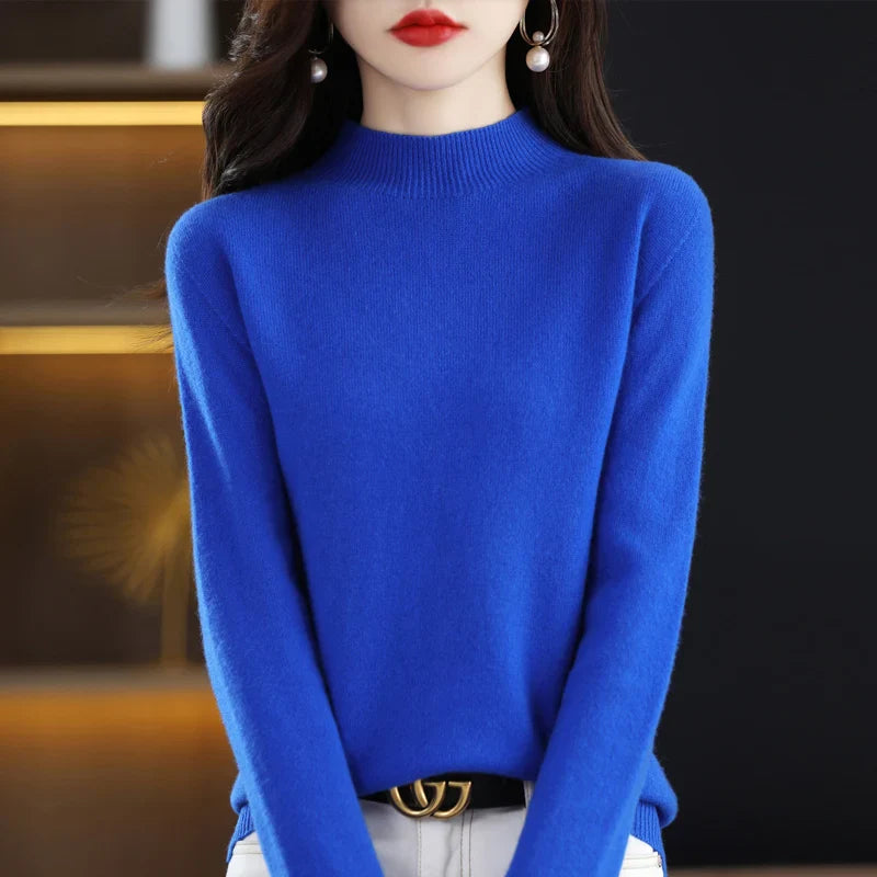 Merino Wool Sweater for Women | Slim Fit | Blue