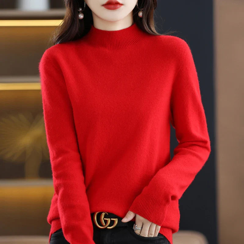 Merino Wool Sweater for Women | Slim Fit | Bright red