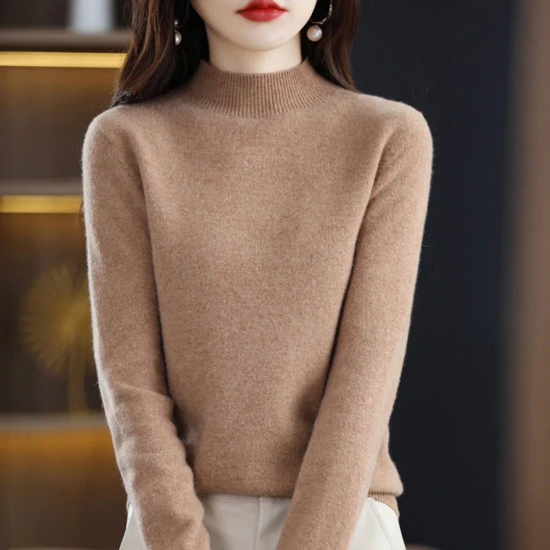 Merino Wool Sweater for Women | Slim Fit | Brown