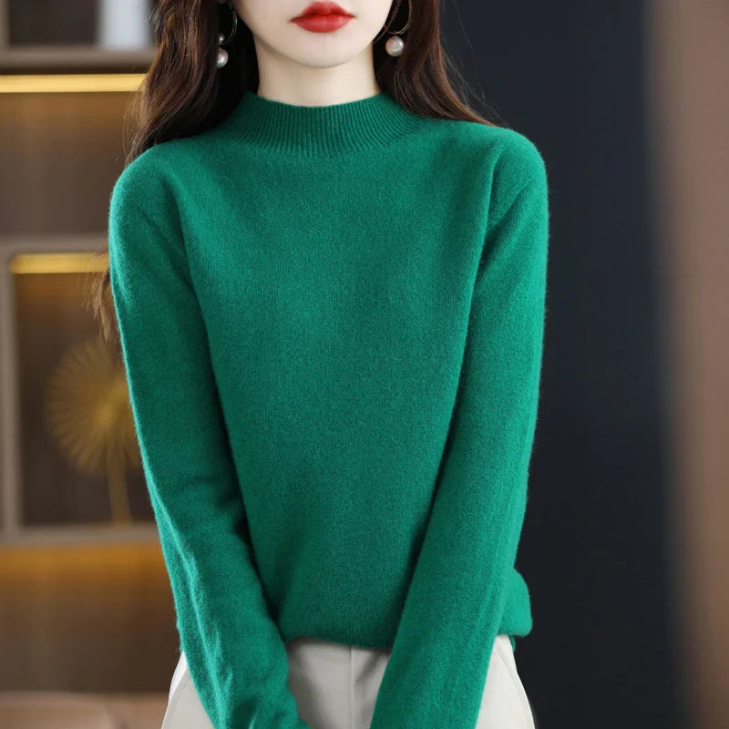 Merino Wool Sweater for Women | Slim Fit | Green