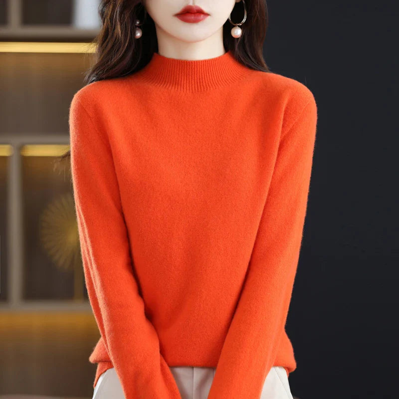Merino Wool Sweater for Women | Slim Fit | Orange