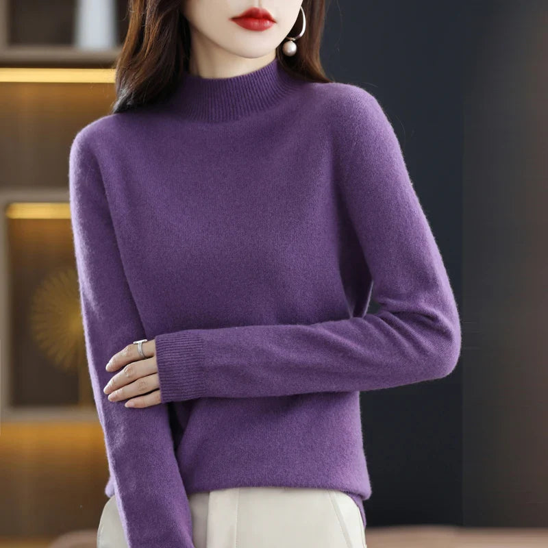 Merino Wool Sweater for Women | Slim Fit | Purple