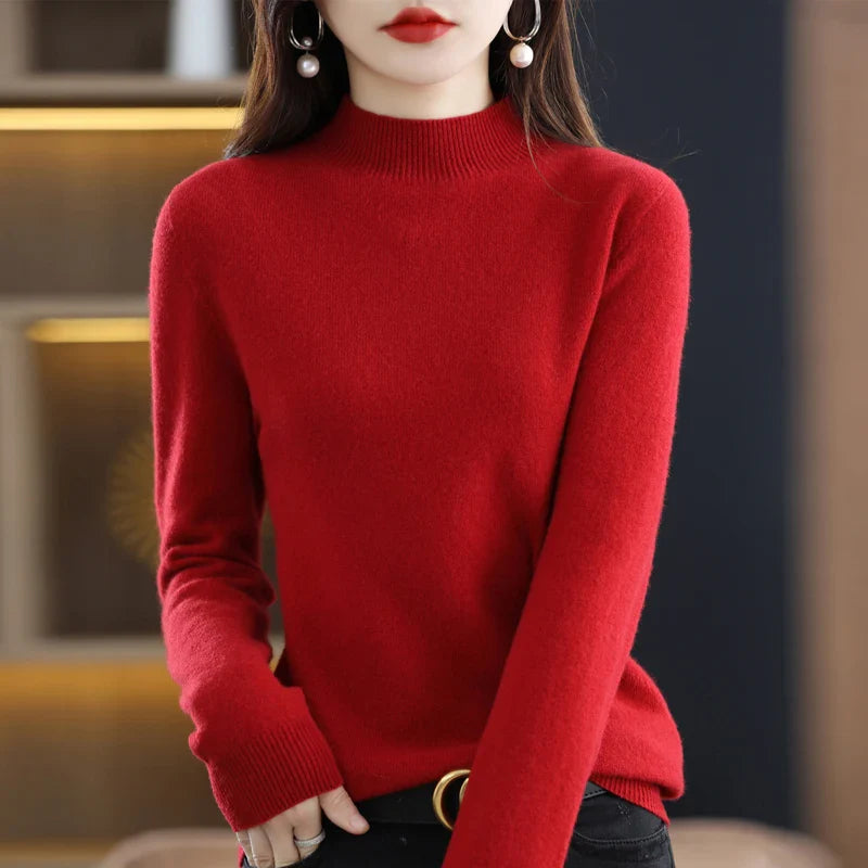Merino Wool Sweater for Women | Slim Fit | Red