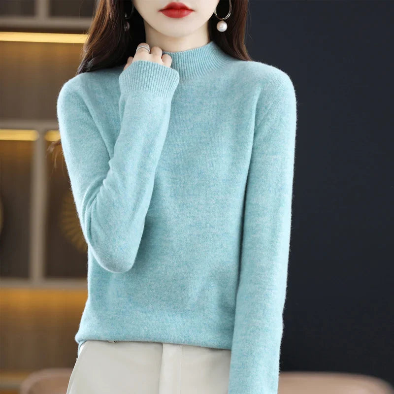 Merino Wool Sweater for Women | Slim Fit | Sky Blue