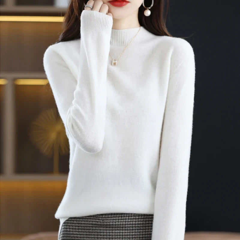 Merino Wool Sweater for Women | Slim Fit | White