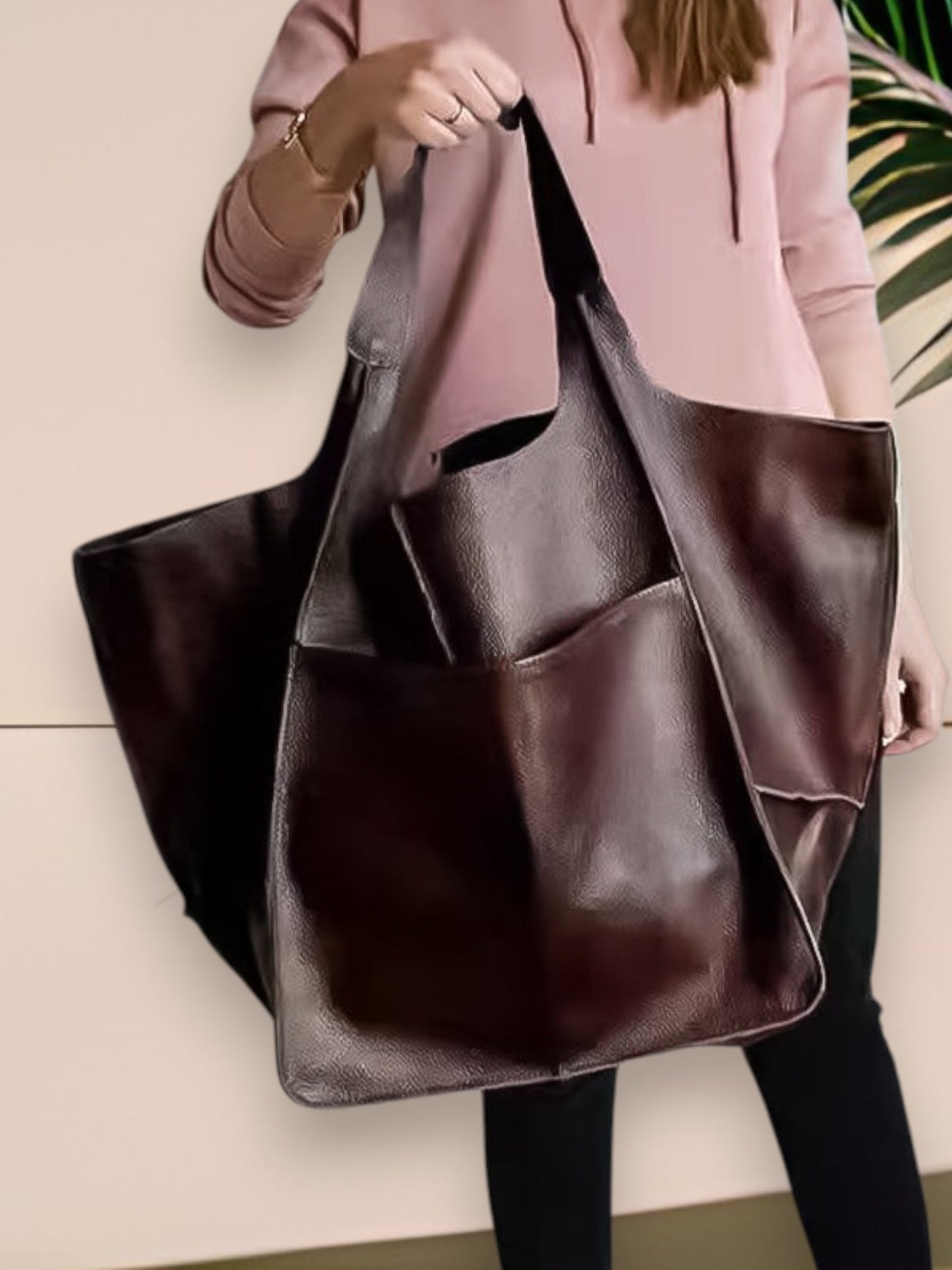 Mia | Elegant Multifunctional Leather Handbag with Large Capacity and Zipper Closure | Brown 1