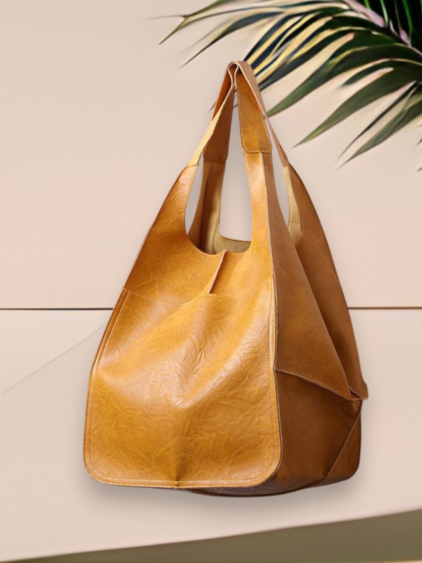 Mia | Elegant Multifunctional Leather Handbag with Large Capacity and Zipper Closure | Yellow