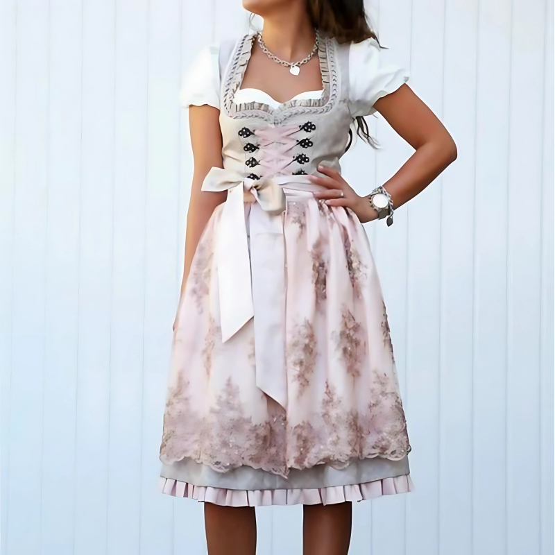 Midi Dirndl Dress | Oktoberfest Outfit | Pink