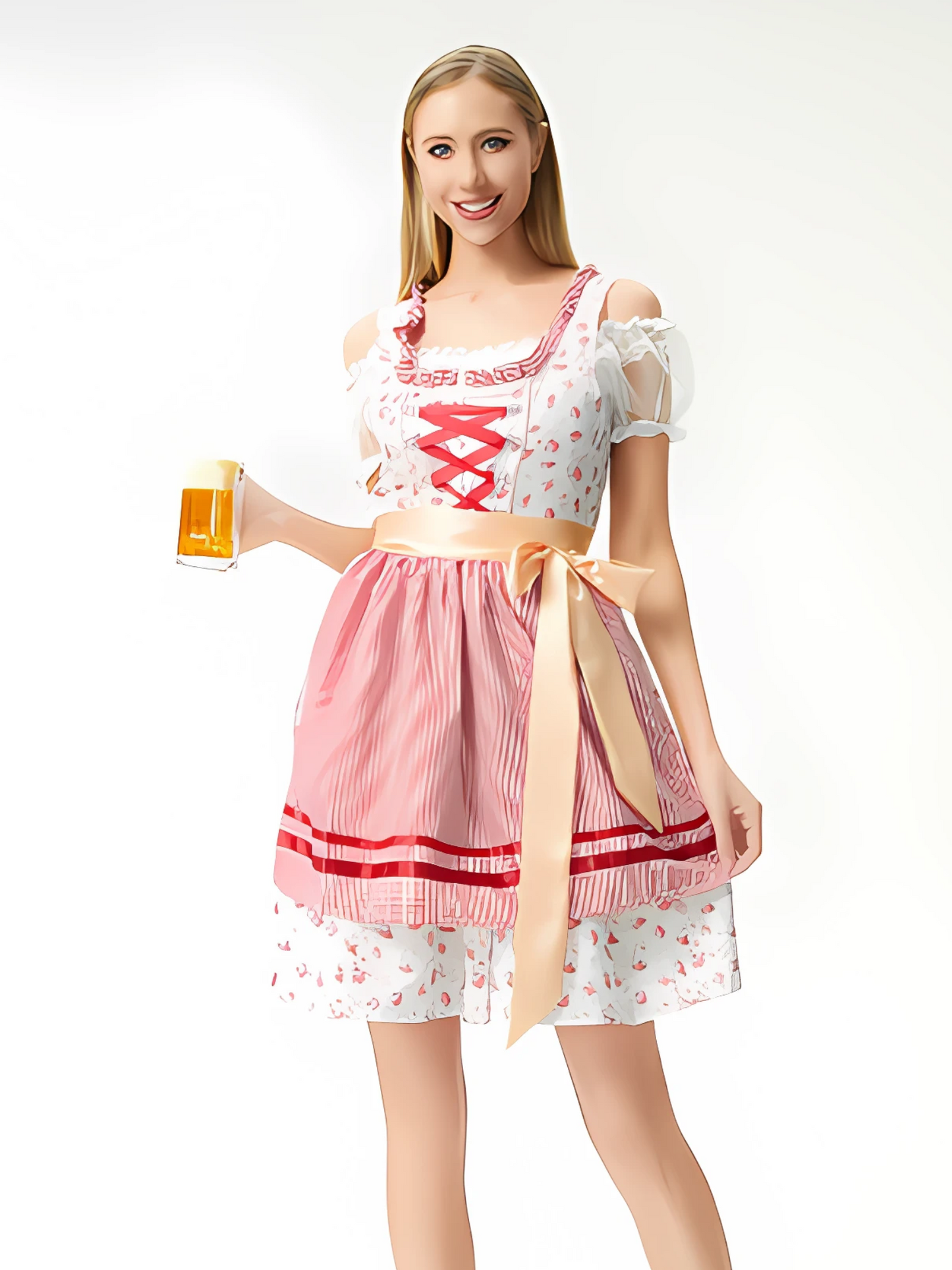 Mini Dirndl Dress | Figure-Hugging Fit | Oktoberfest Outfit | Beige