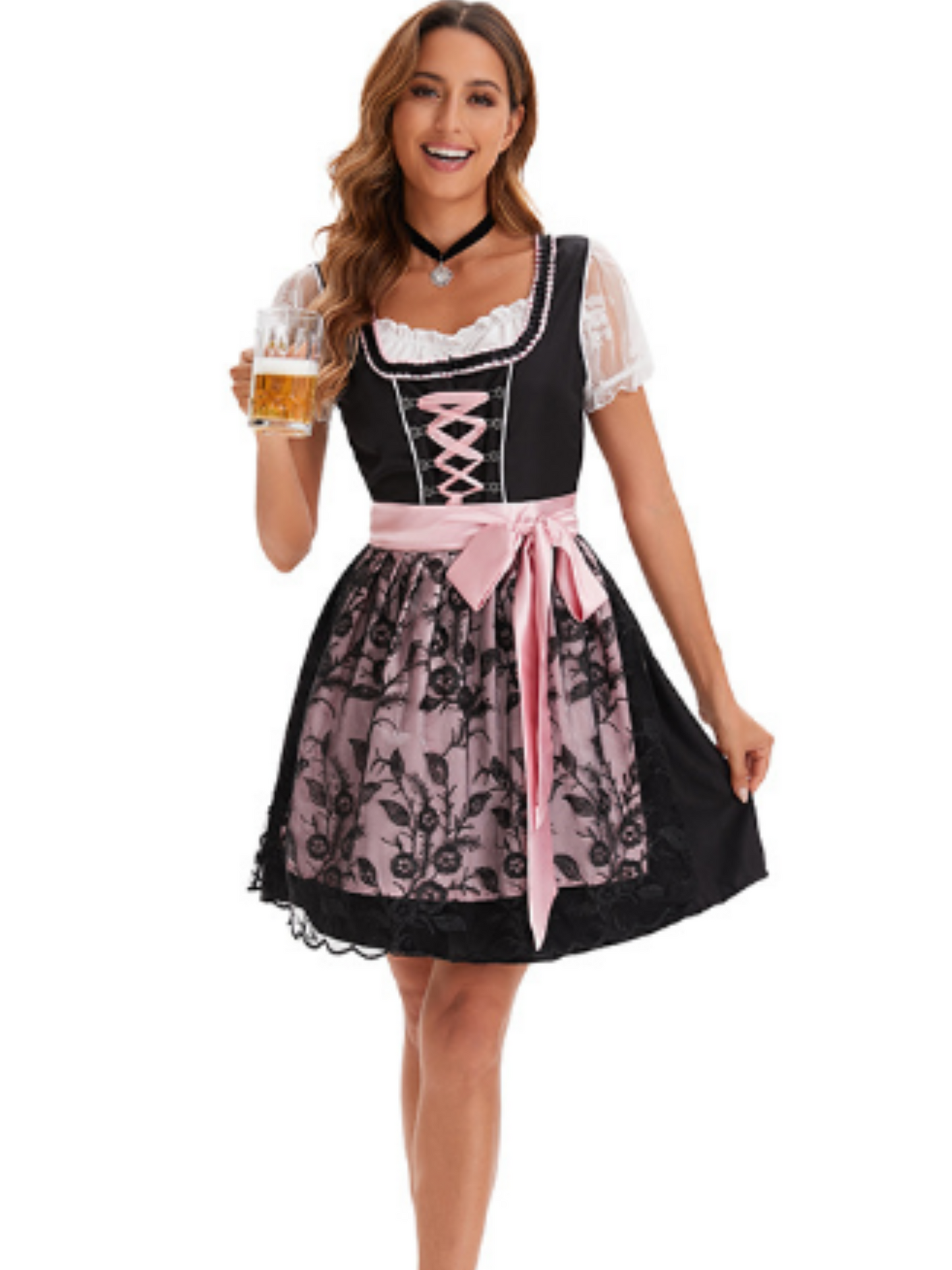 Mini Dirndl Dress | Figure-Hugging Fit | Oktoberfest Outfit | Black