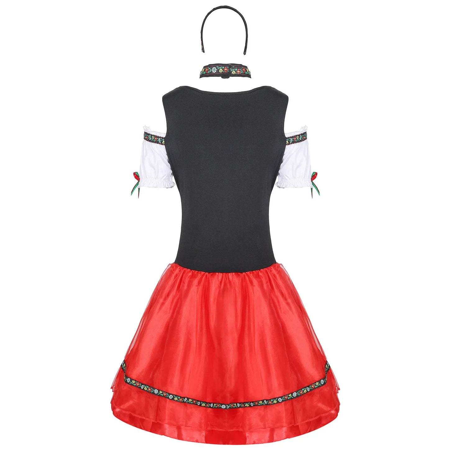 Mini Length Dirndl Dress for Women | Oktoberfest | Red/Black3