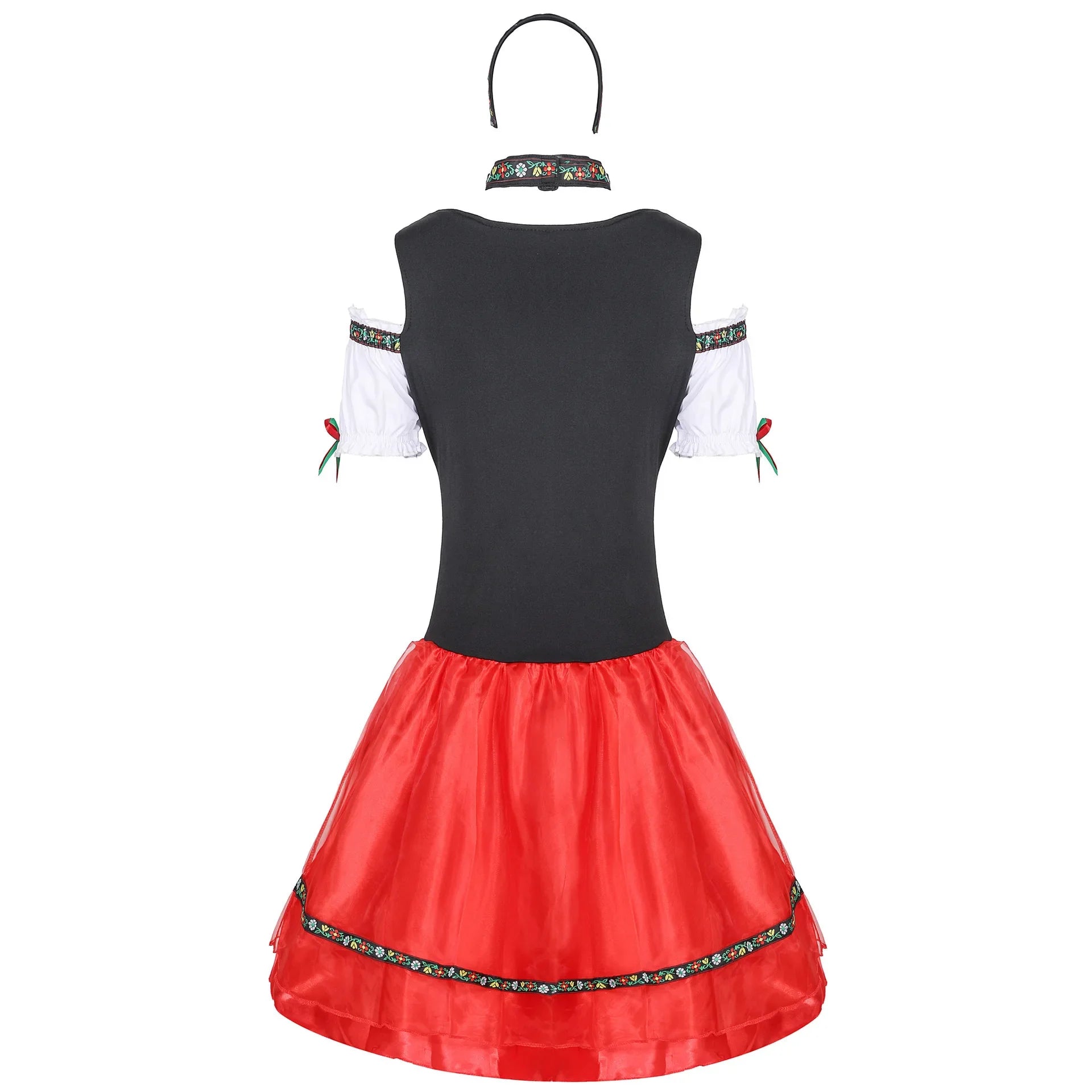 Mini Length Dirndl Dress for Women | Oktoberfest | Red/Black3
